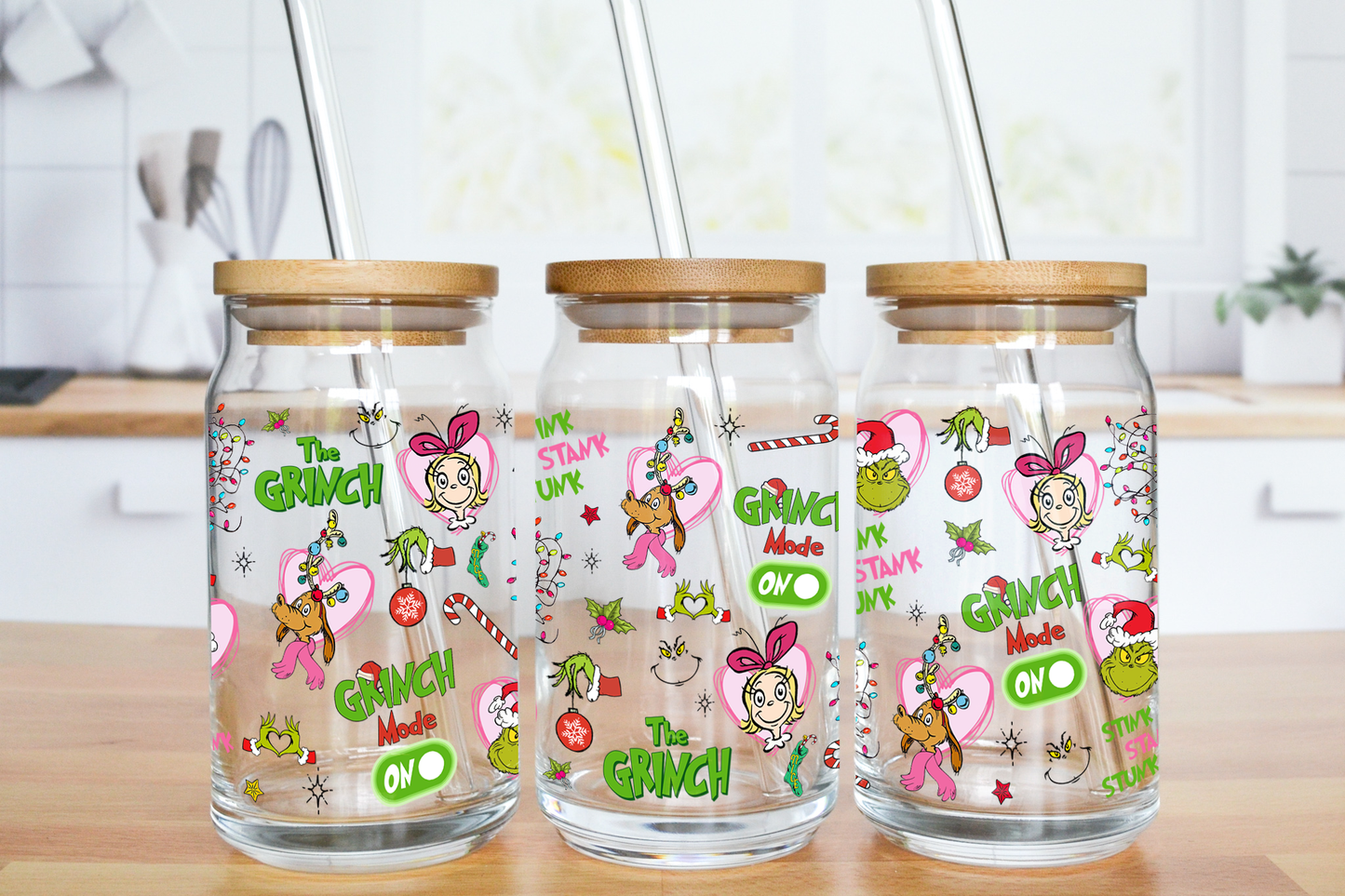 Green Mode On - UV DTF 16 oz Libbey Cup Wrap (Ready to Ship)