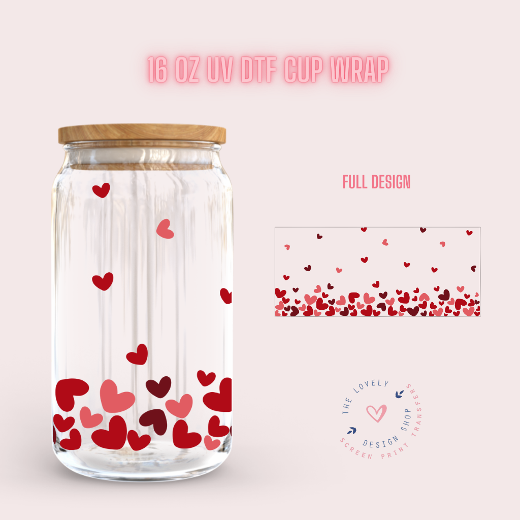 Heart Jar - UV DTF 16 oz Libbey Cup Wrap (Ready to Ship)