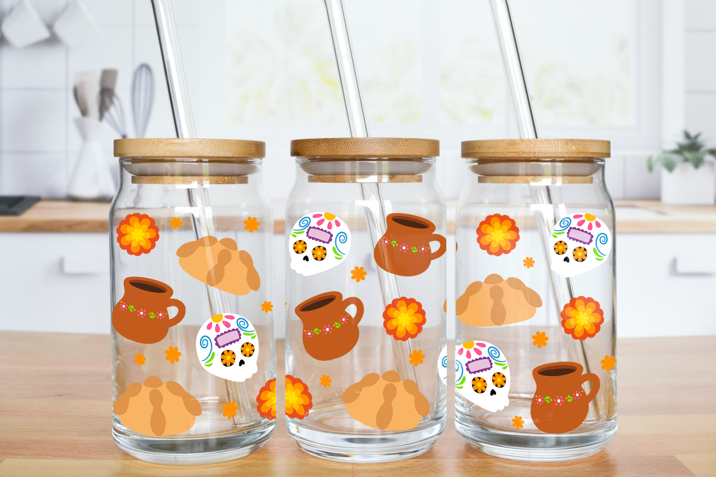 Hispanic Theme - UV DTF 16 oz Libbey Cup Wrap (Ready to Ship)