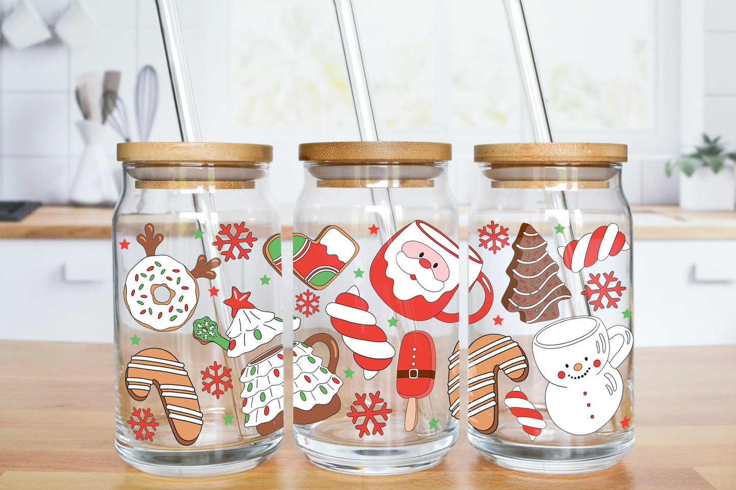 Holiday Iced Sugar Cookies - UV DTF 16 oz Libbey Cup Wrap (Ready to Ship)