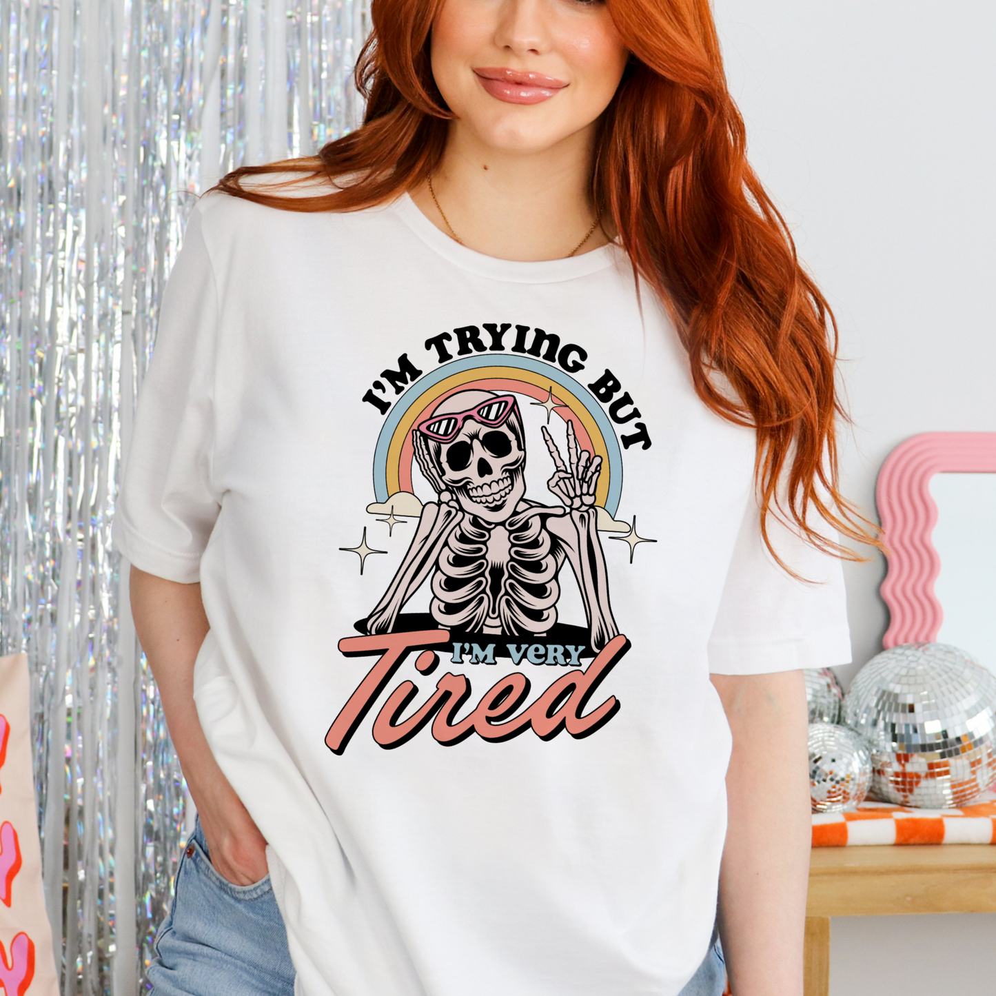 I'm Trying But I'm Very Tired - FULL COLOR DTF TRANSFER (Ready to Ship)