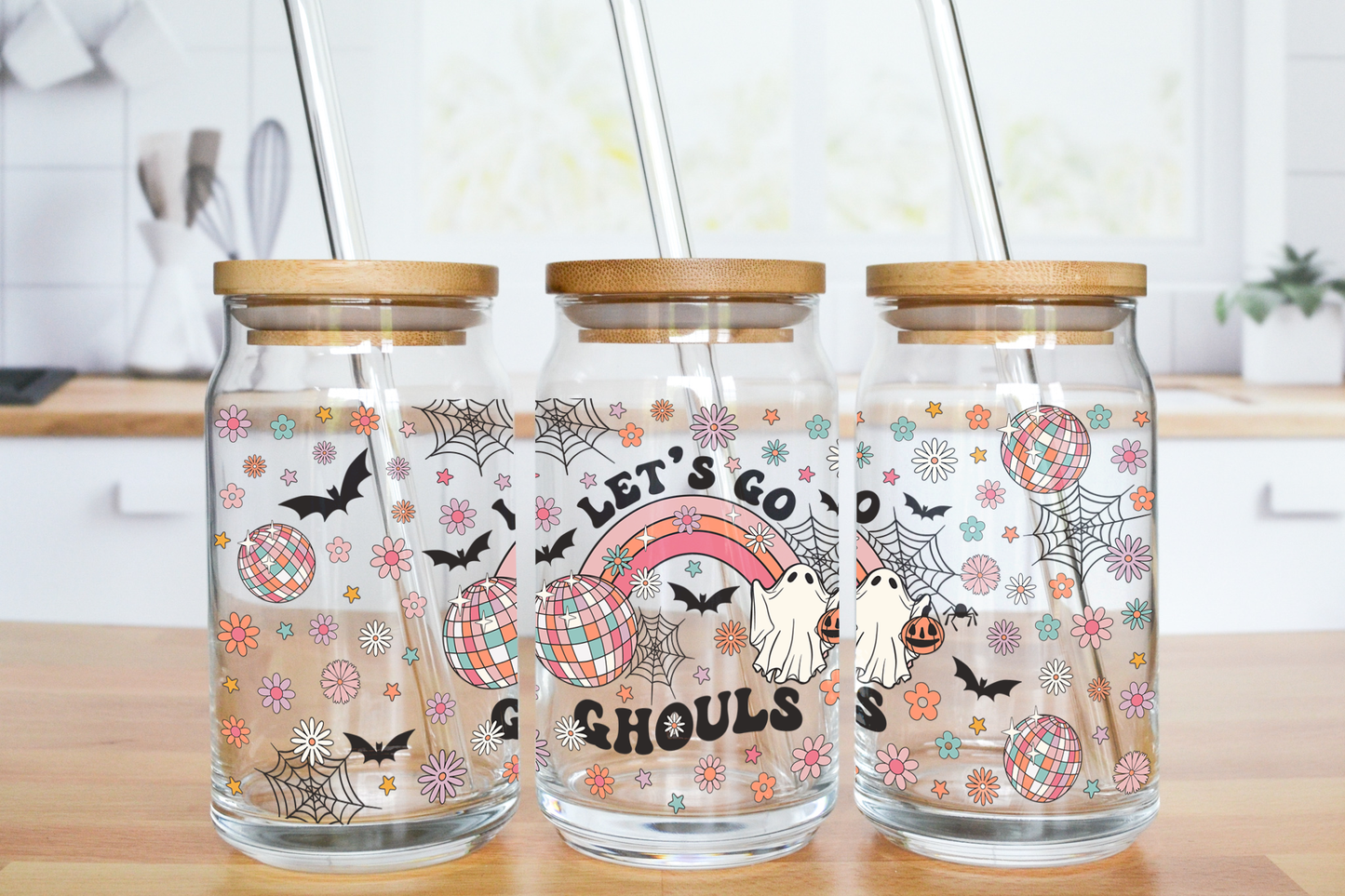 Let's Go Ghouls - UV DTF 16 oz Libbey Cup Wrap (Ready to Ship)