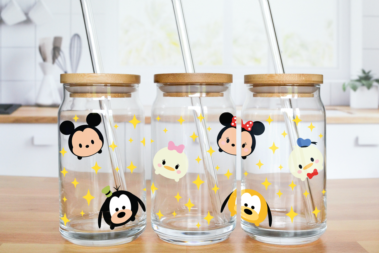Tiny Mouses with Friends - UV DTF 16 oz Libbey Cup Wrap (Ready to Ship)