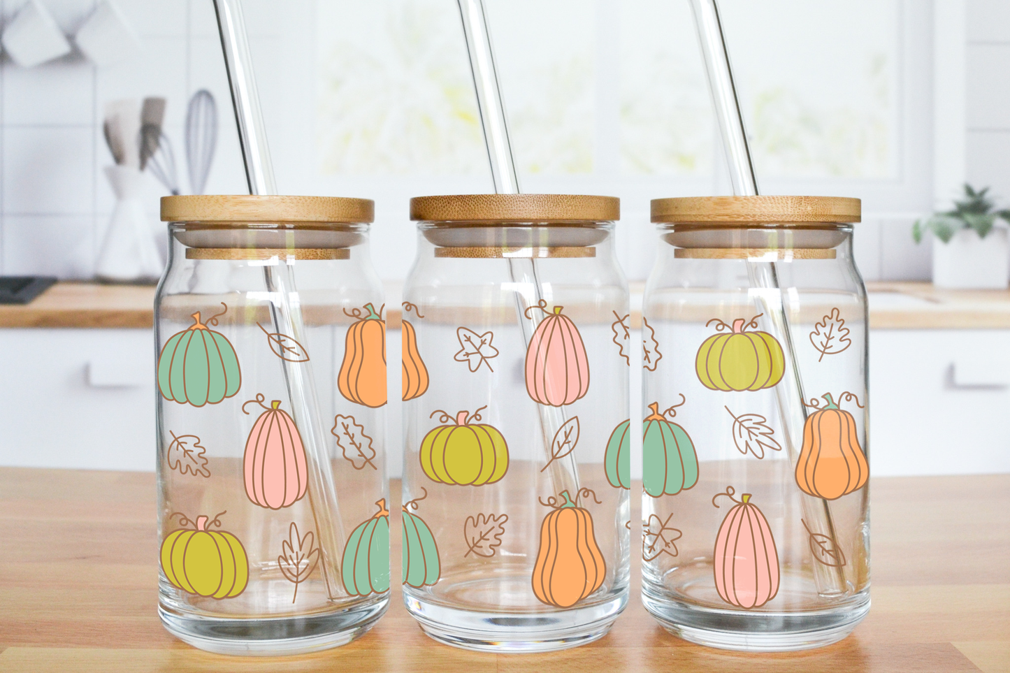 Multicolor Pumpkins - UV DTF 16 oz Libbey Cup Wrap (Ready to Ship)