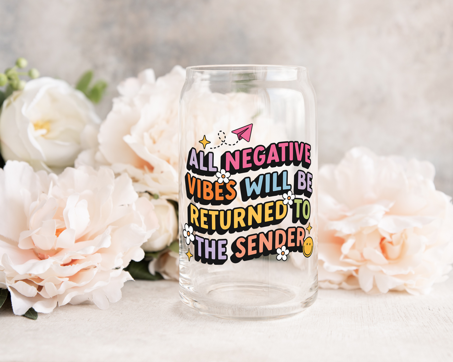 All Negative Vibes Will Be Returned To The Sender - UV DTF Cup Decal (Ready to Ship)