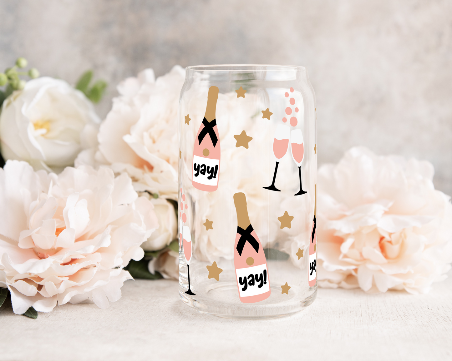 New Year's Champagne - UV DTF 16 oz Libbey Cup Wrap (Ready to Ship)
