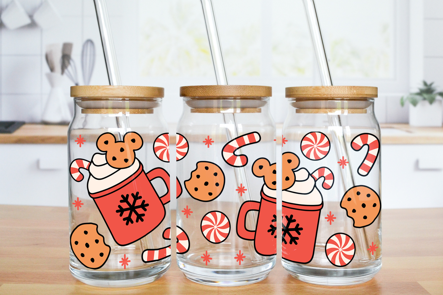 Peppermint Hot Cocoa - UV DTF 16 oz Libbey Cup Wrap (Ready to Ship)