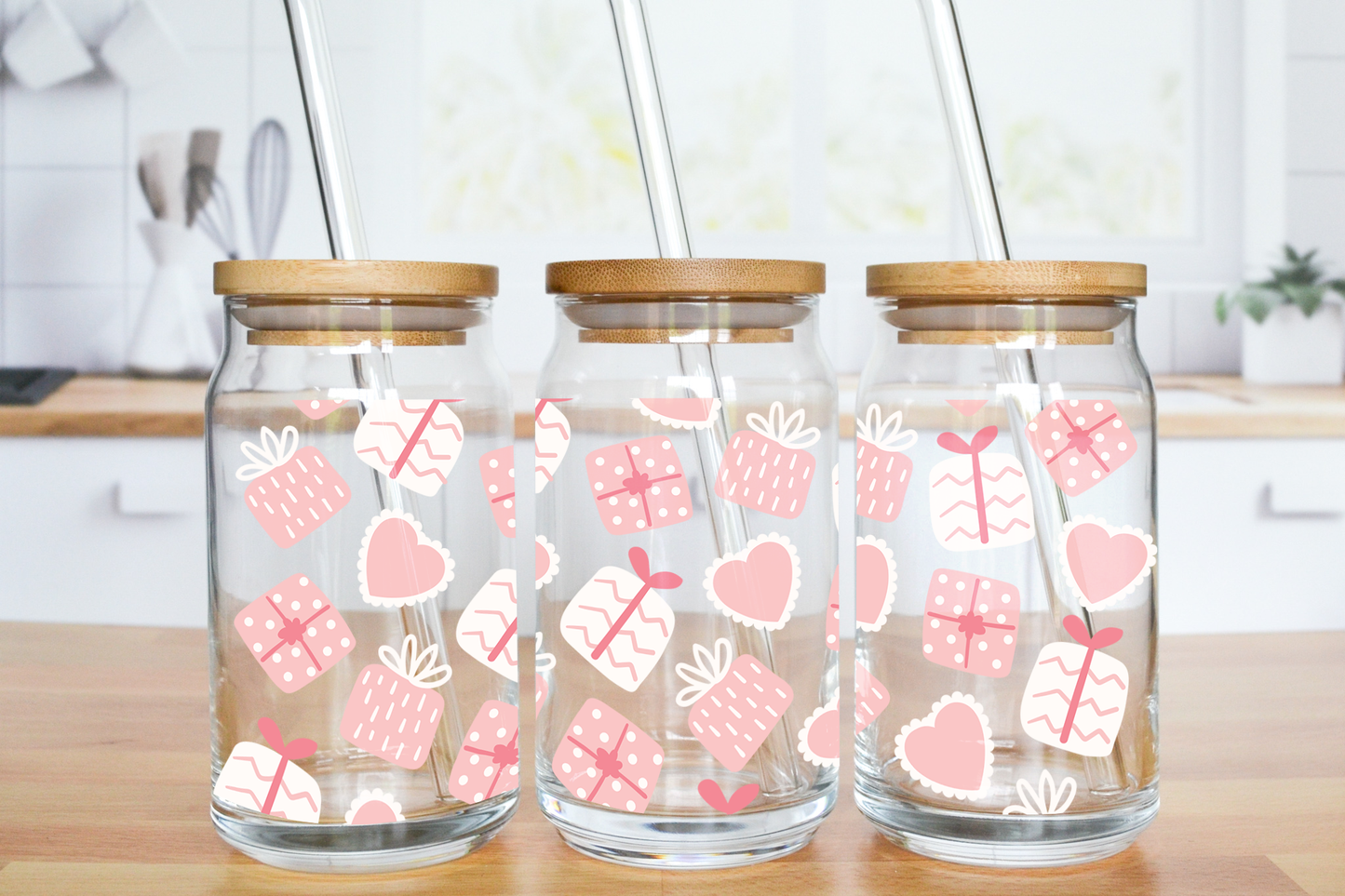 Pink Presents - UV DTF 20 oz Libbey Cup Wrap (Ready to Ship)