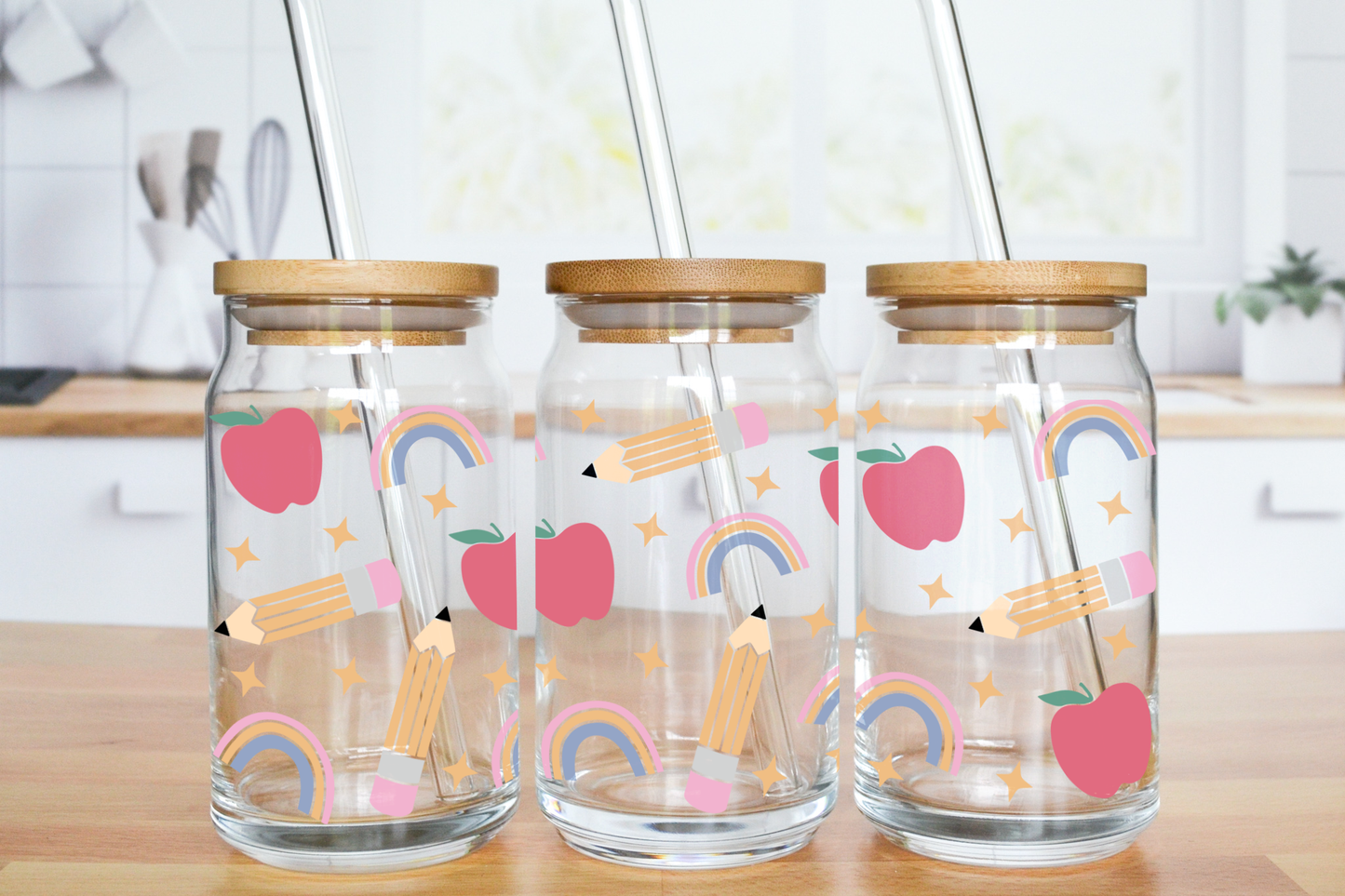 School - UV DTF 16 oz Libbey Cup Wrap (Ready to Ship)