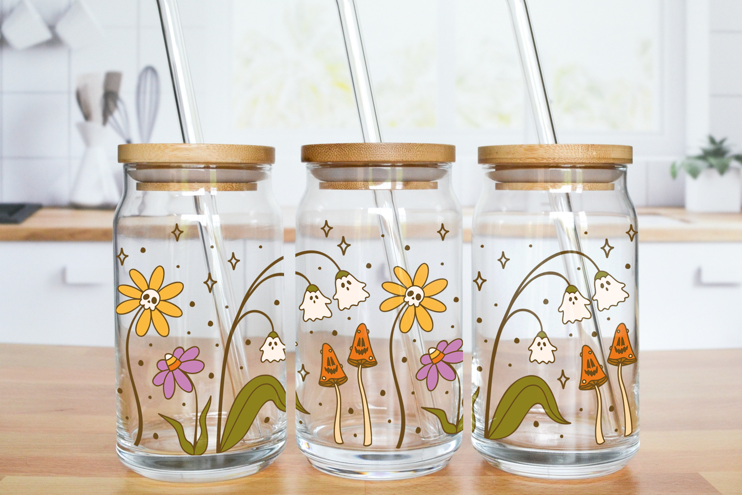 Spooky Plants - UV DTF 16 oz Libbey Cup Wrap (Ready to Ship)