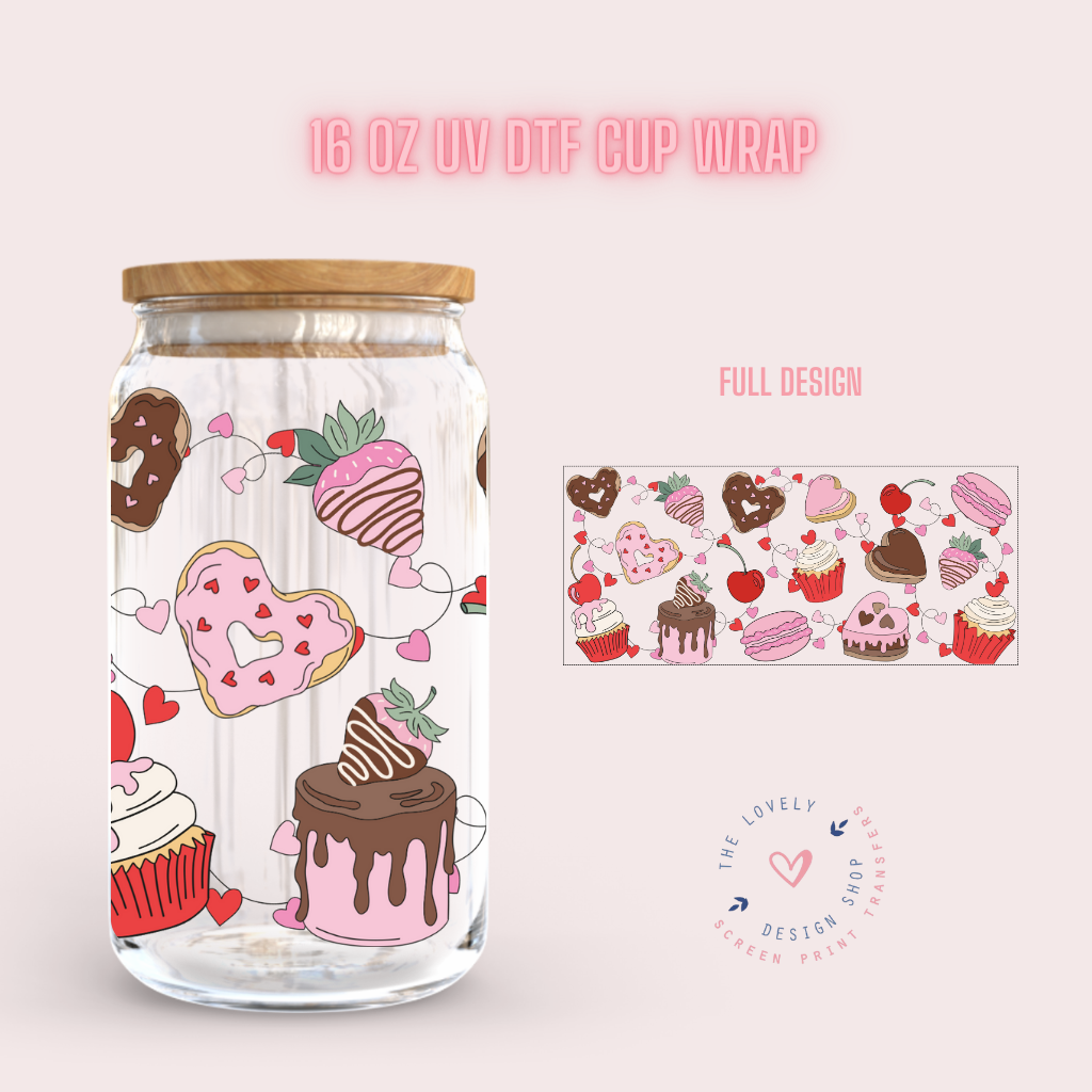 Sugar Coat My Heart - UV DTF 16 oz Libbey Cup Wrap (Ready to Ship)