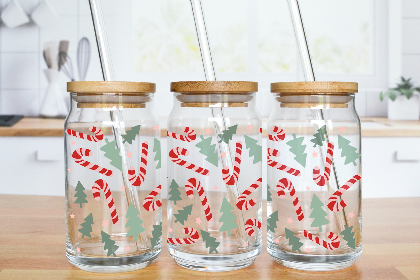 Sweet Treats and Trees - UV DTF 16 oz Libbey Cup Wrap (Ready to Ship)