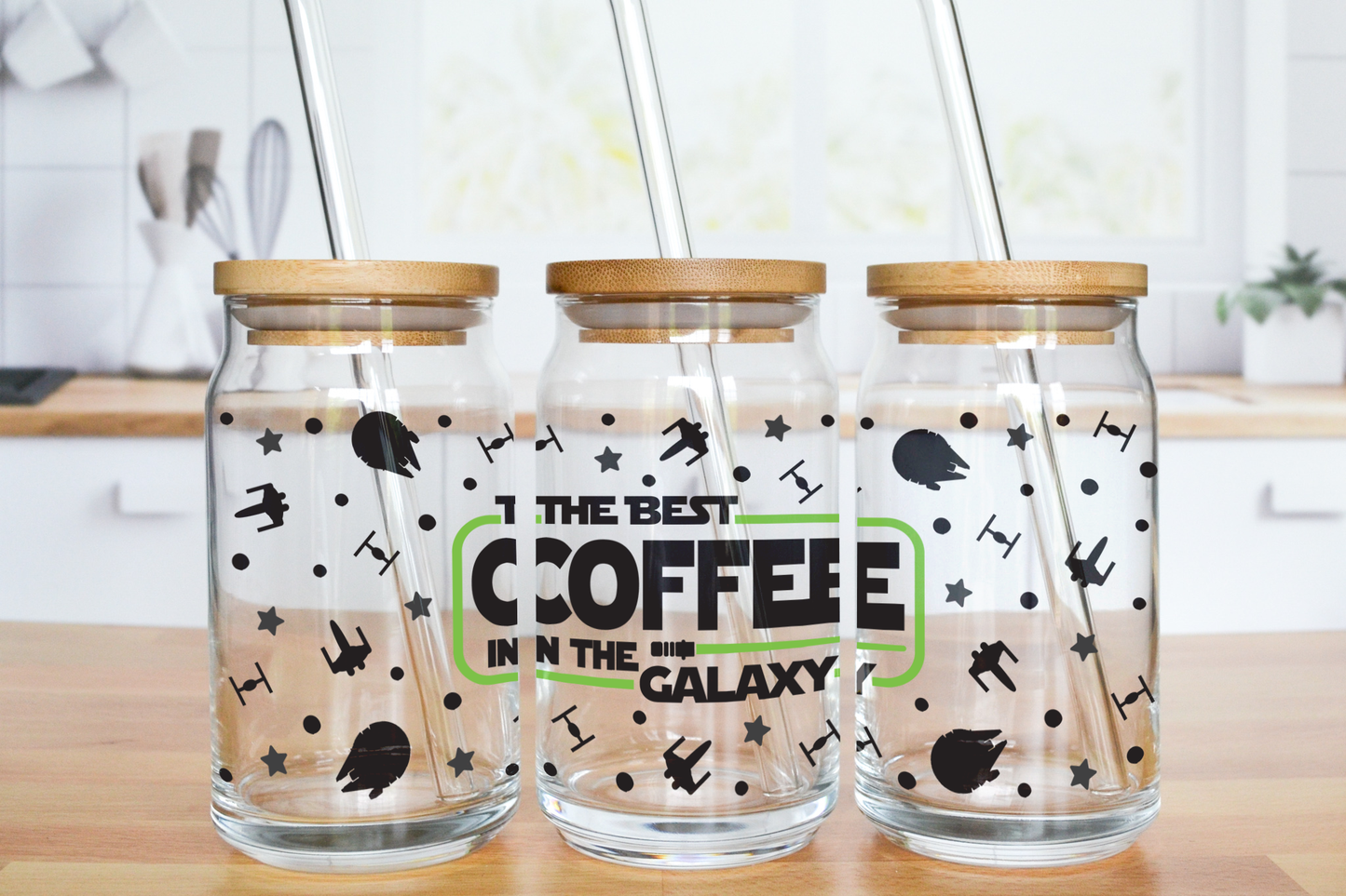 The Best Coffee In The Galaxy - UV DTF 16 oz Libbey Cup Wrap (Ready to Ship)