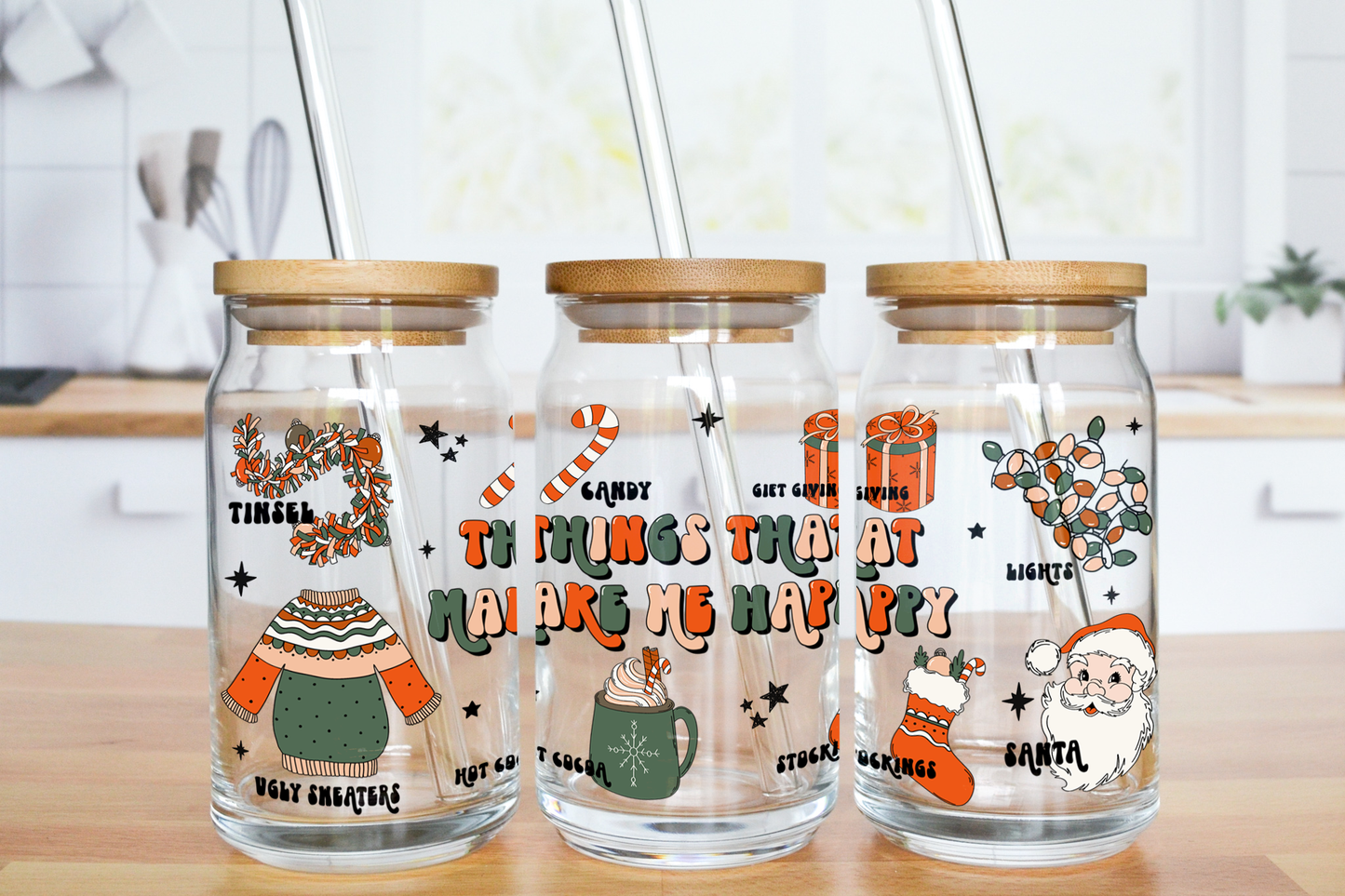 Things That Make Me Happy - UV DTF 16 oz Libbey Cup Wrap (Ready to Ship)