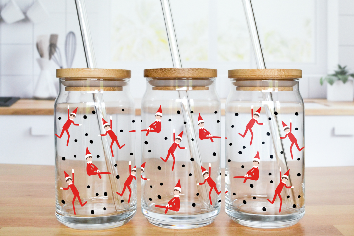 Tiny Elfs - UV DTF 16 oz Libbey Cup Wrap (Ready to Ship)