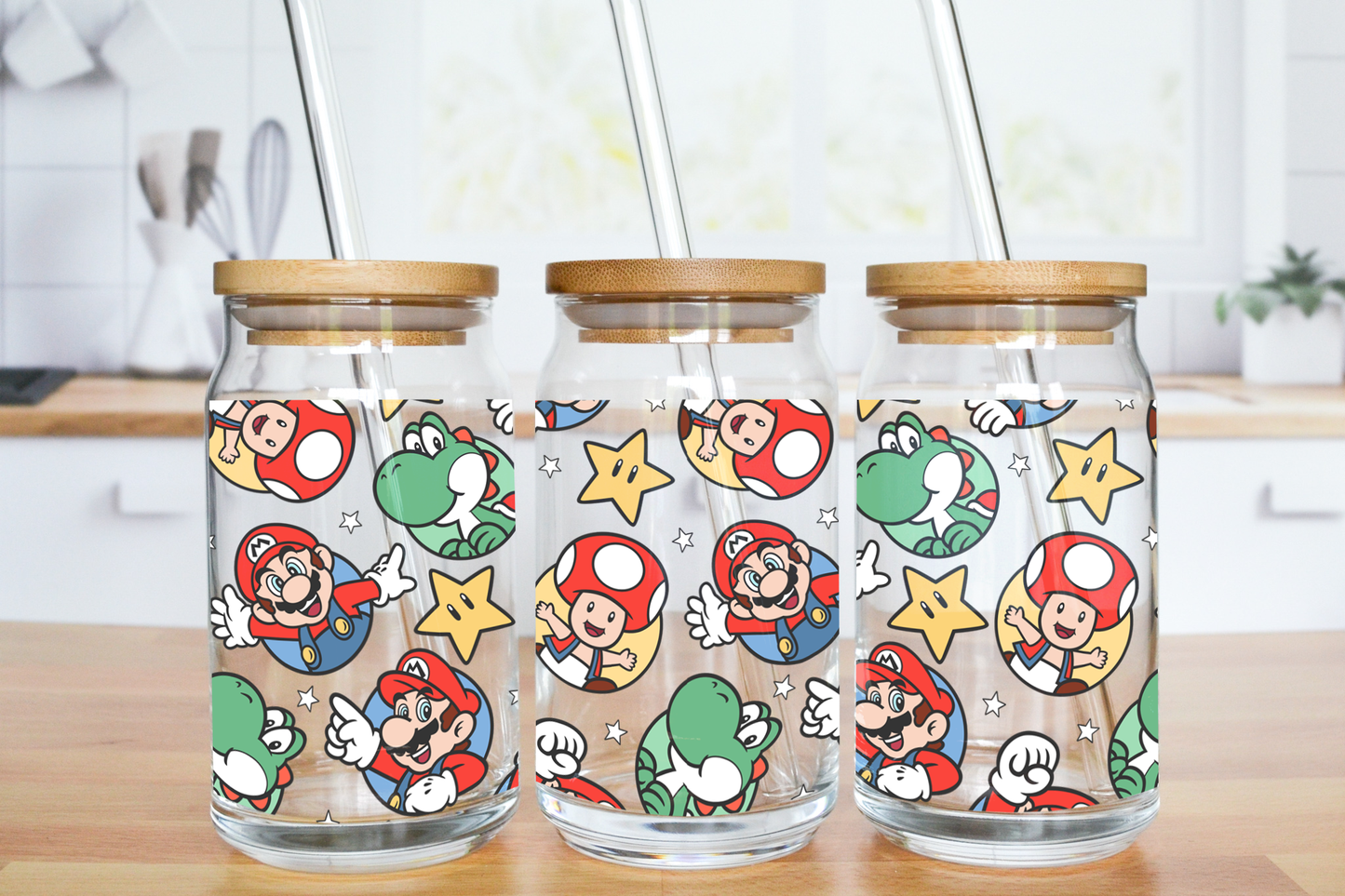 Video Game Friends - UV DTF 16 oz Libbey Cup Wrap (Ready to Ship)
