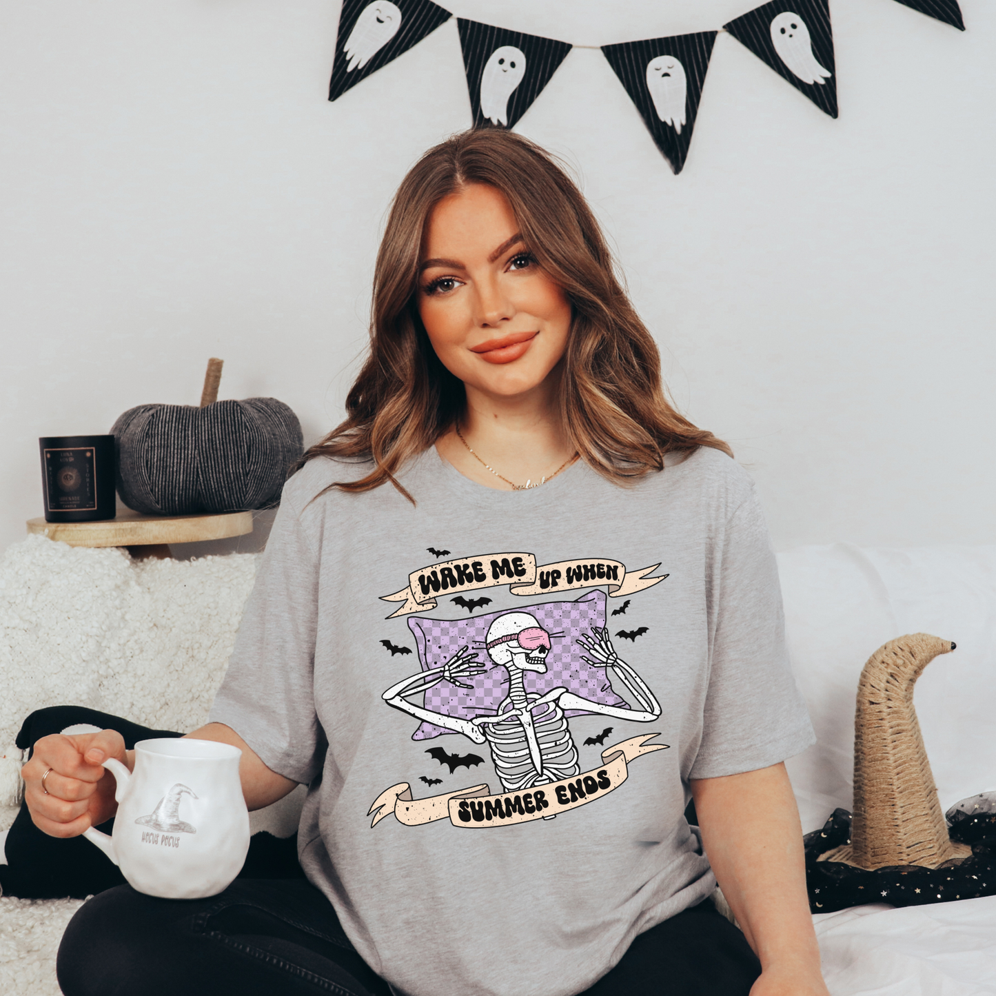 Wake Me Up When Summer Ends Skellie - FULL COLOR DTF TRANSFER (Ready to Ship)