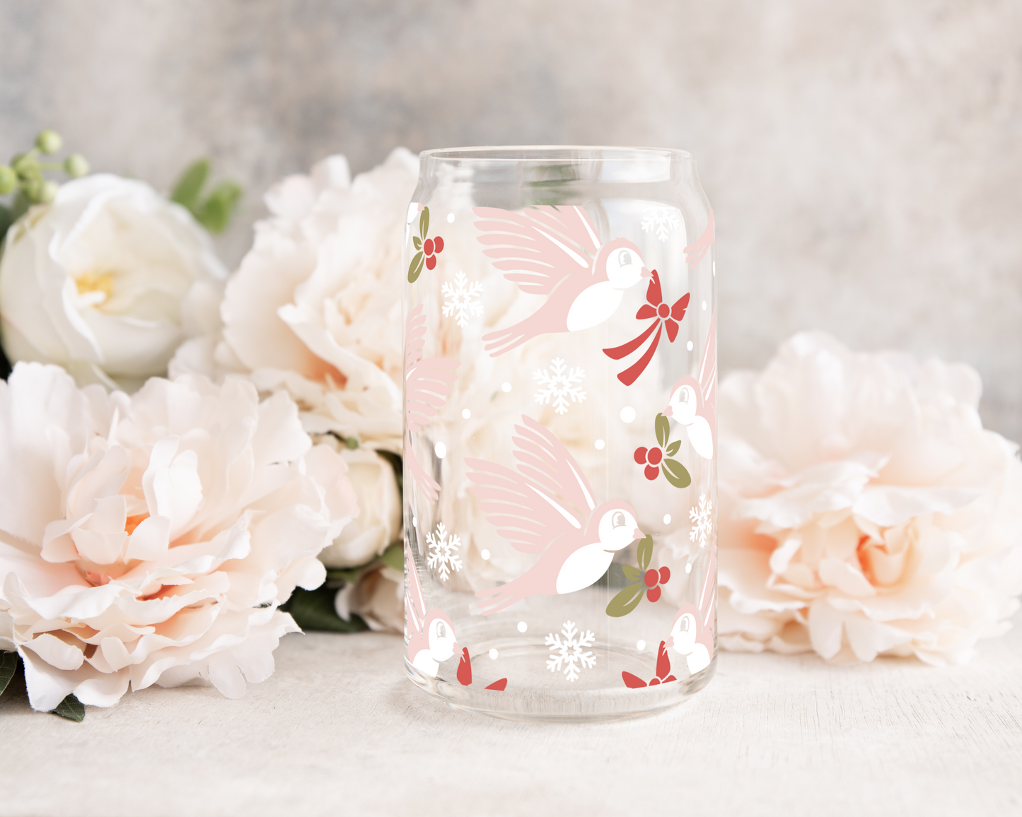 Winter Bird - UV DTF 16 oz Libbey Cup Wrap (Ready to Ship)