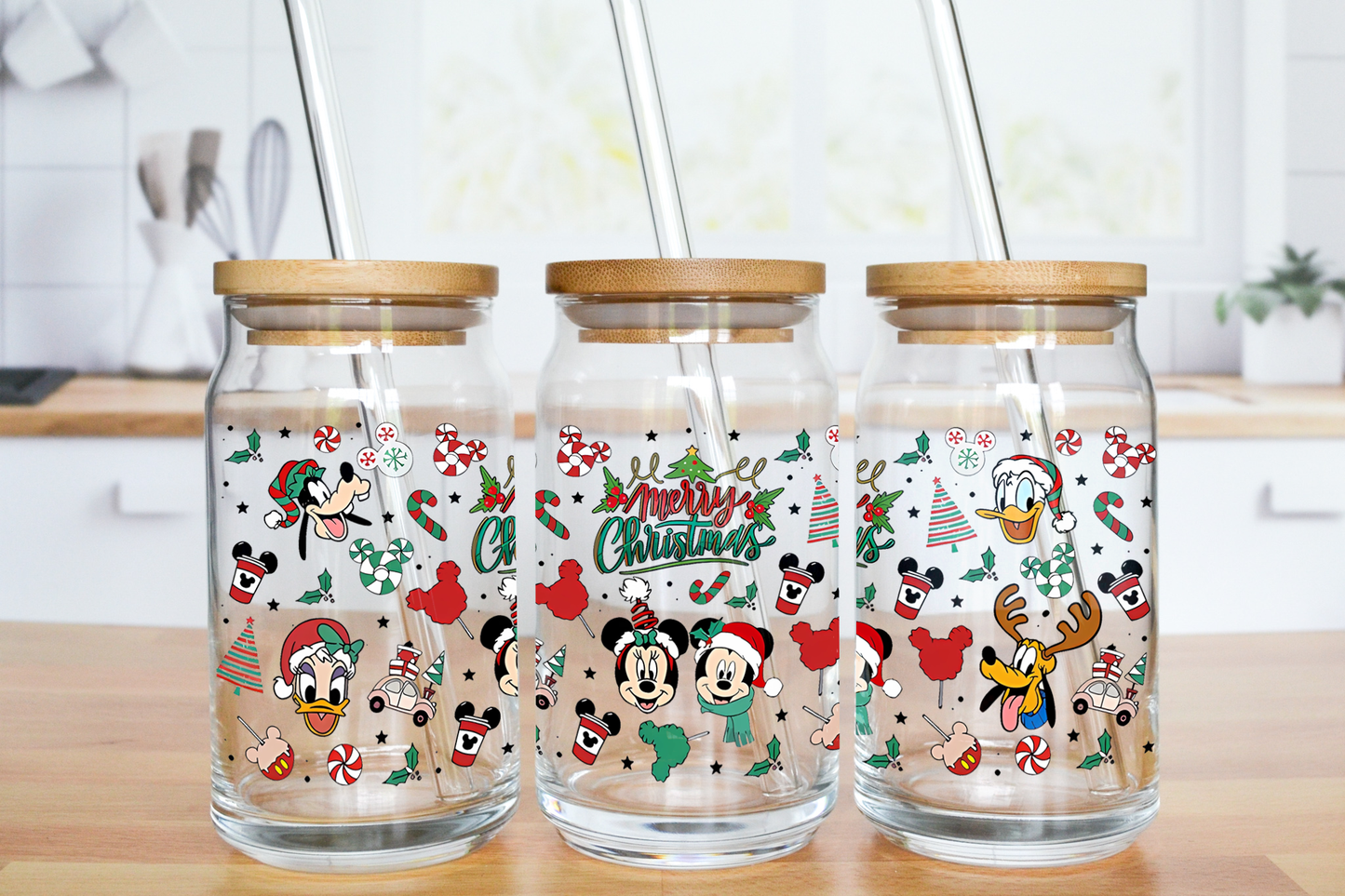 Winter Mouse, Friends and Treats - UV DTF 16 oz Libbey Cup Wrap (Ready to Ship)