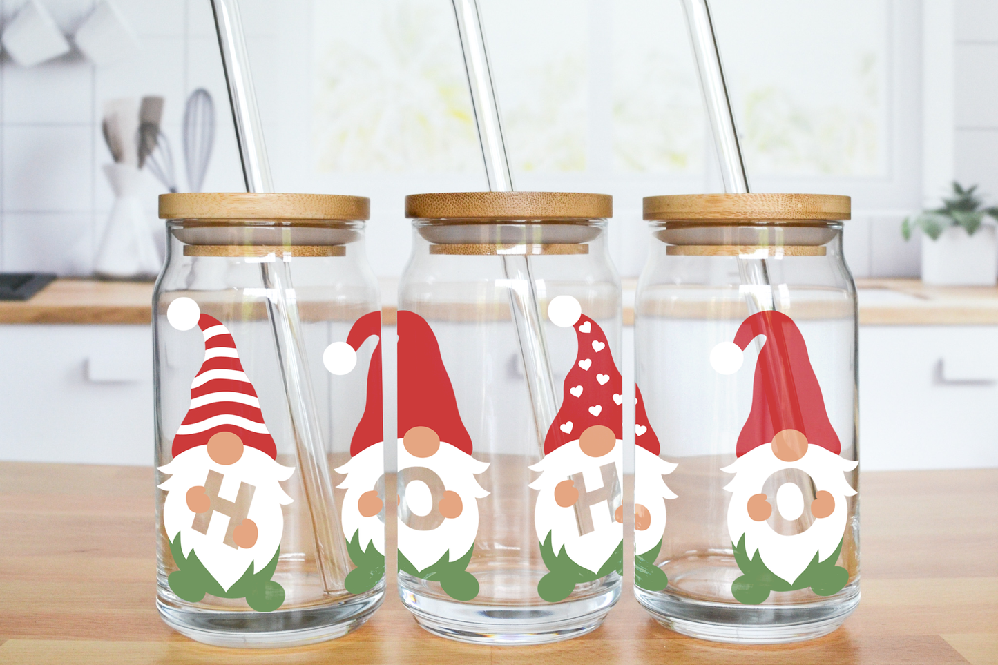 Xmas Gonks - UV DTF 20 oz Libbey Cup Wrap (Ready to Ship)