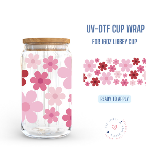 Retro Bouquet - UV DTF 16 oz Libbey Cup Wrap (Ready to Ship) Mar 4