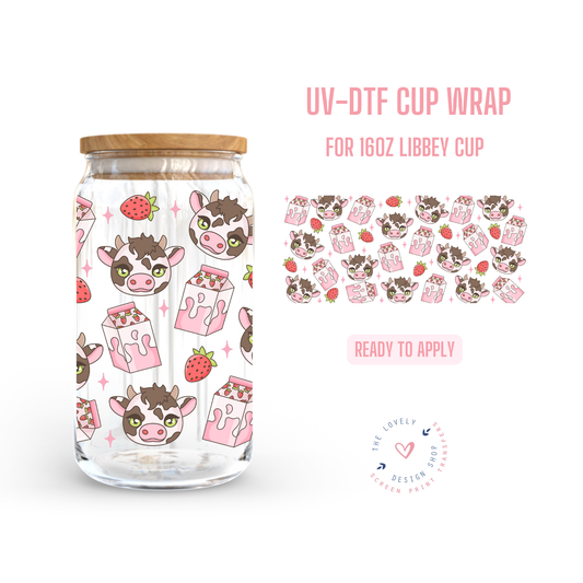 Strawberry Milk - UV DTF 16 oz Libbey Cup Wrap - Sep 30