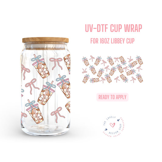 Summer Coffee Bows - UV DTF 16 oz Libbey Cup Wrap (Ready to Ship) Jul 1
