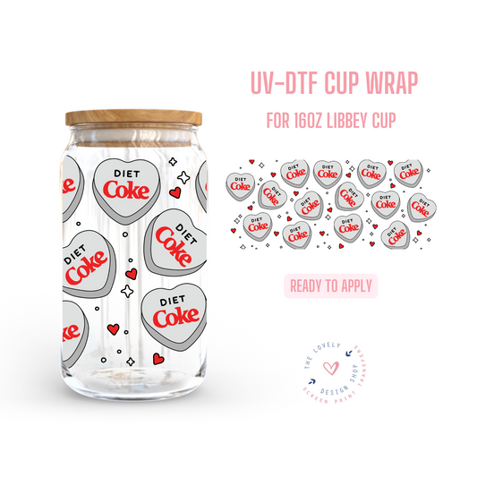 Diet Coke Heart - UV DTF 16 oz Libbey Cup Wrap - Jan 6