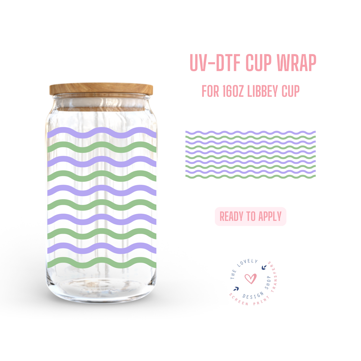 Squiggles - UV DTF 16 oz Libbey Cup Wrap (Ready to Ship) Apr 17
