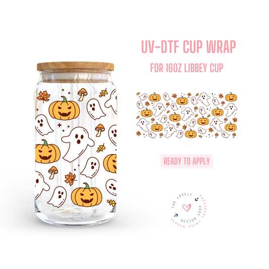 Oh My Pumpkins & Ghosts! - UV DTF 16 oz Libbey Cup Wrap (Ready to Ship) Jun 24