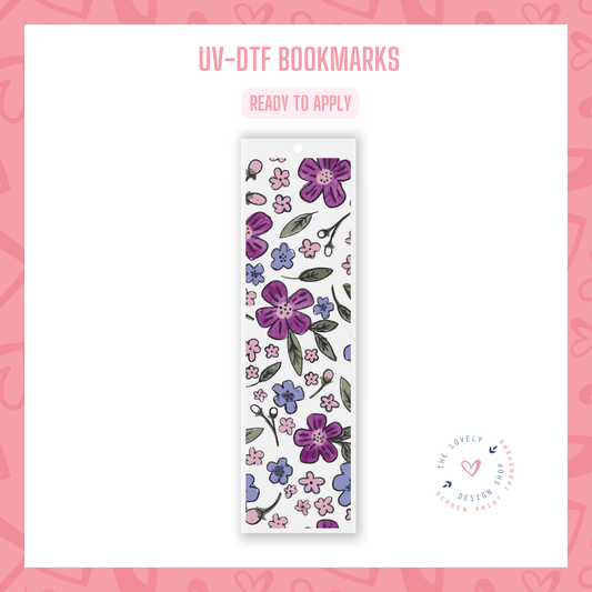 Blue And Purple Floral - UV DTF Bookmark Decal - Jan 14