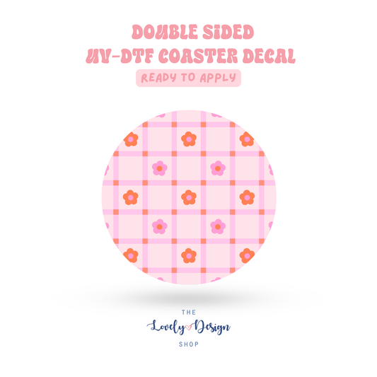 Plaid Daisies - UV DTF Coaster Decal - Aug 27