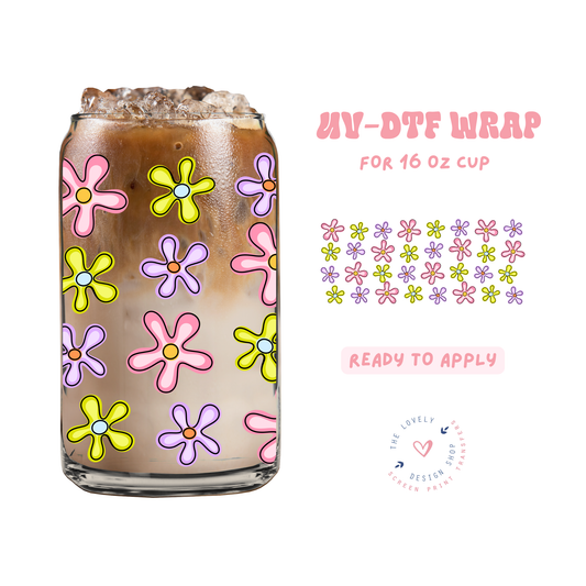 Flower Power - UV DTF 16 oz Libbey Cup Wrap - Jan 27