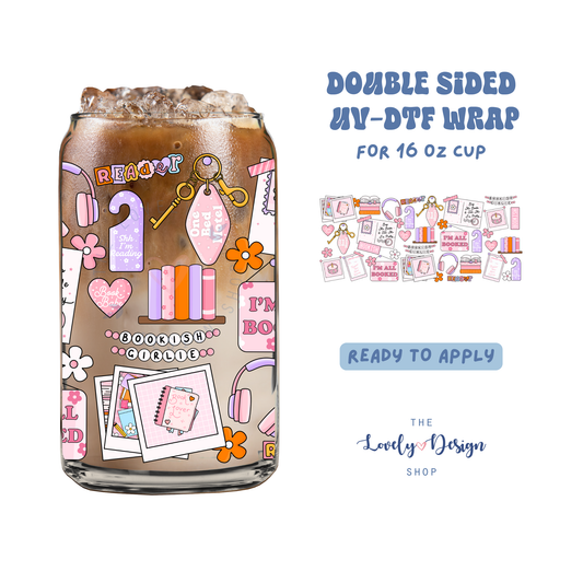 Bookish Mood Board - UV DTF 16 oz Libbey Cup Wrap - Sep 15