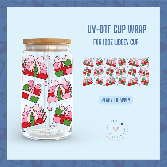 Christmas Presents - UV DTF 16 oz Libbey Cup Wrap - Sep 23