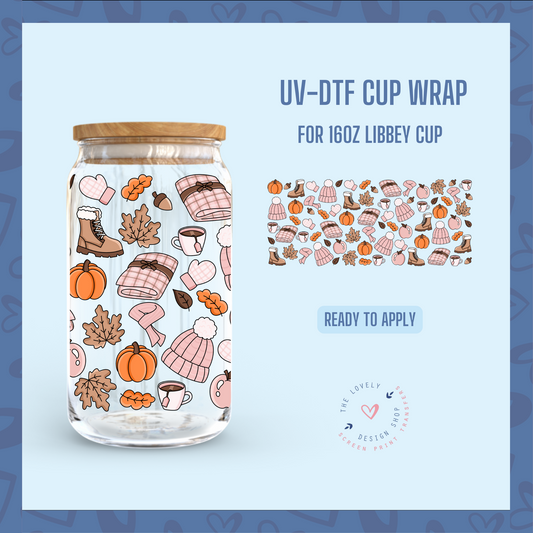 Fall Girlie - UV DTF 16 oz Libbey Cup Wrap - Oct 21
