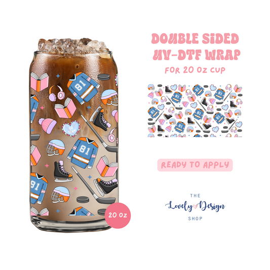 Hockey Romance - UV DTF 20 oz Libbey Cup Wrap - May 10