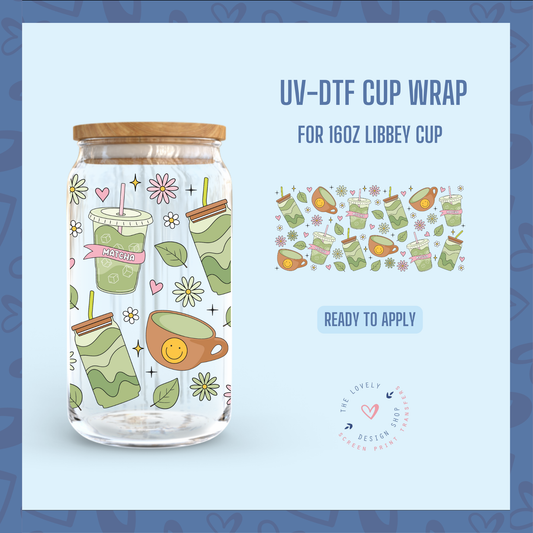 Iced Matcha Drinks - UV DTF 16 oz Libbey Cup Wrap - Jul 22