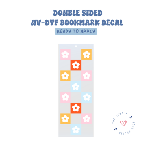 Checkered Flowers - UV DTF Bookmark Decal - Aug 8