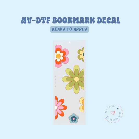Retro Flowers Greens - UV DTF Bookmark Decal - Feb 12