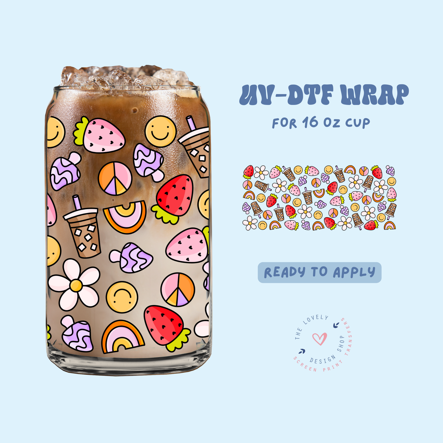 Groovy Theme - UV DTF 16 oz Libbey Cup Wrap - Jan 27