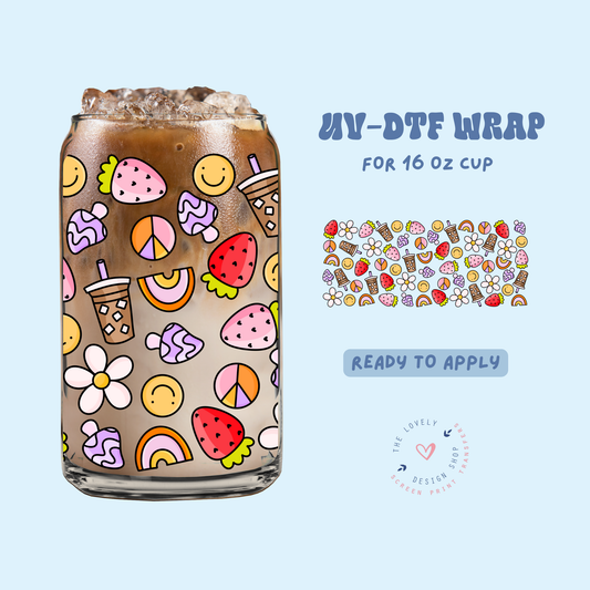 Groovy Theme - UV DTF 16 oz Libbey Cup Wrap - Jan 27