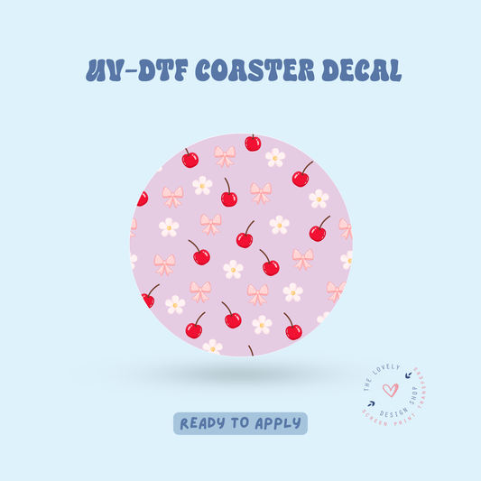 Cherry Daisy - UV DTF Coaster Decal - May 2