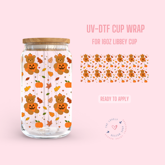 Pumpkin Teddy - UV DTF 16 oz Libbey Cup Wrap - Sep 23