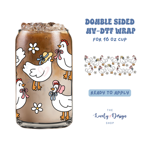 Chicken - UV DTF 16 oz Libbey Cup Wrap - Aug 8