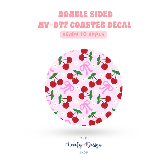 Loving Coquette Cherries - UV DTF Coaster Decal - Aug 8