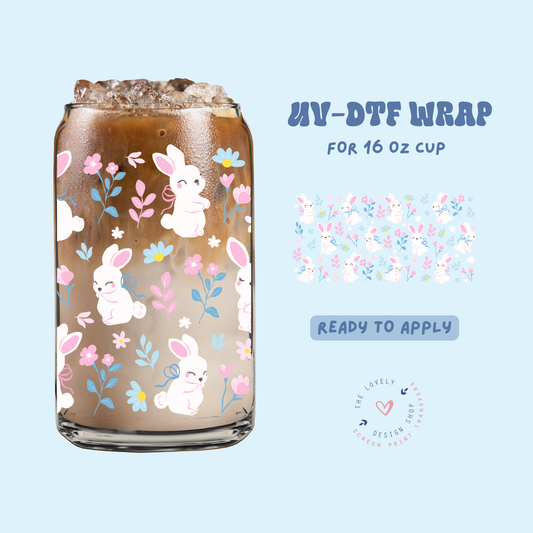 Spring Cute Bunnies - UV DTF 16 oz Libbey Cup Wrap - Feb 4
