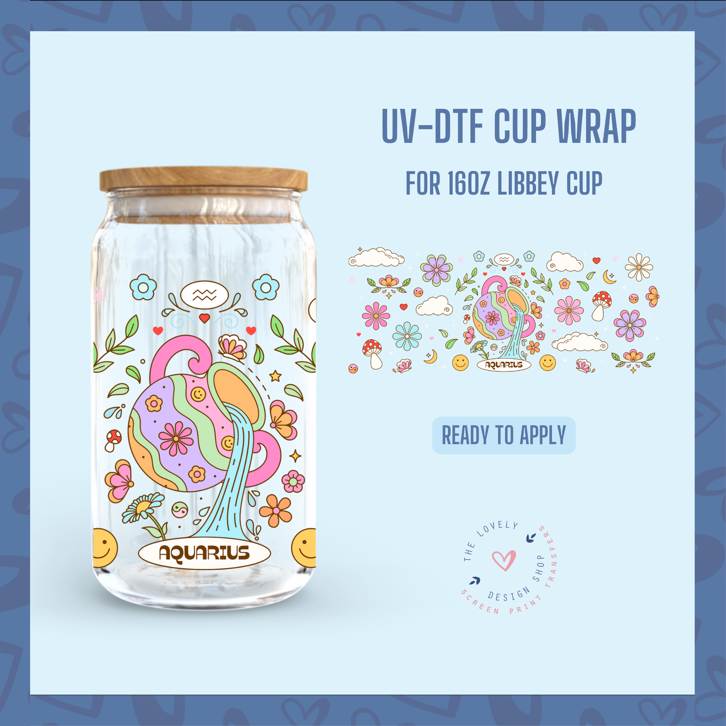 Zodiac Sign Wrap Bundle - UV DTF 16 oz Libbey Cup Wrap Jul 22