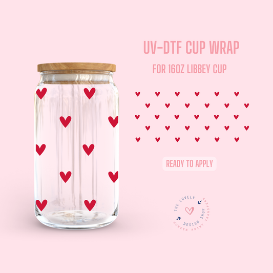 Mini Hearts - UV DTF 16 oz Libbey Cup Wrap - Dec 2