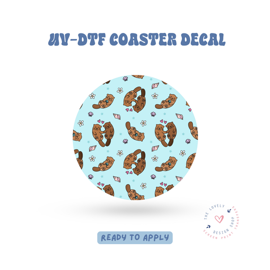 Cute Otters - UV DTF Coaster Decal - Jun 11